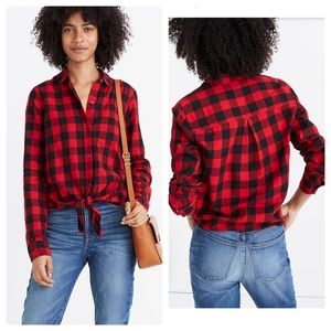 NWT Madewell Flannel Tie Front Shirt buffalo check
